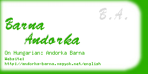 barna andorka business card